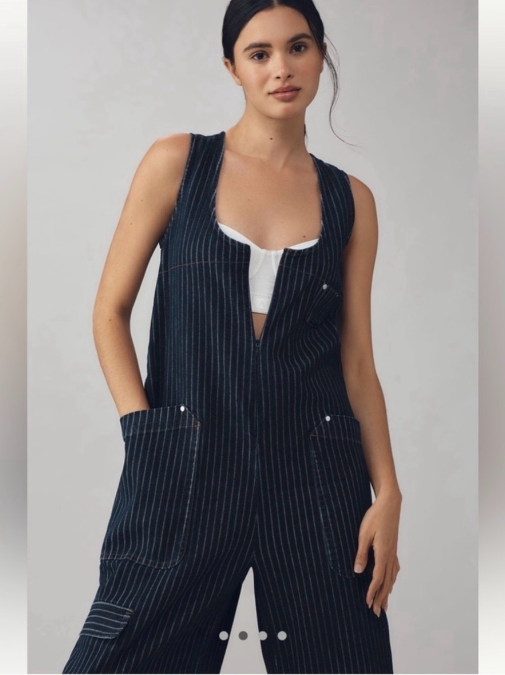 Pilcro Blue and White Striped Denim Piece